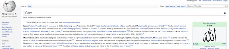 Islam wikipedia page