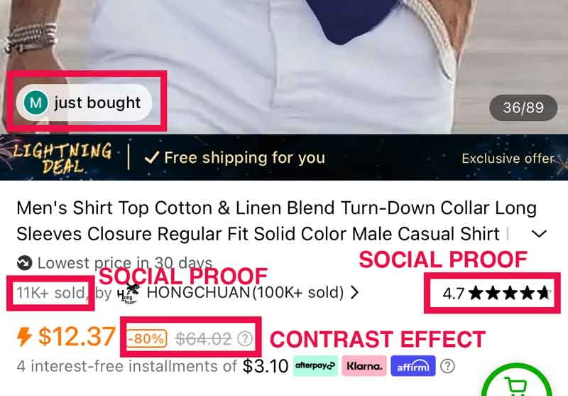how social proof and contrast effect working together