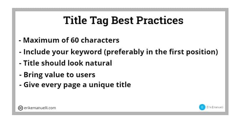 title tag best practices