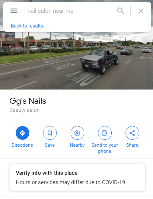 Example of an unclaimed Google My Business profile