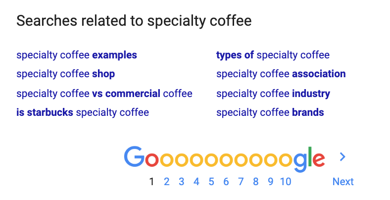 searches for coffee