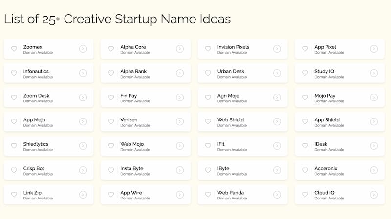 Creative startup name ideas