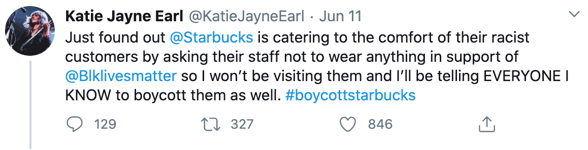 boycott starbucks hashtag example