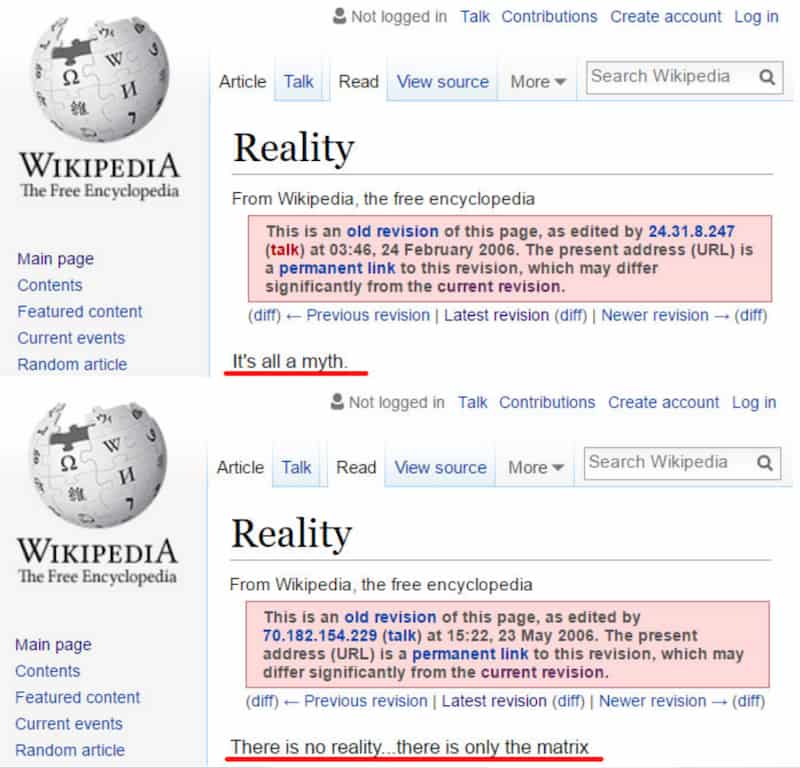 reality wikipedia page