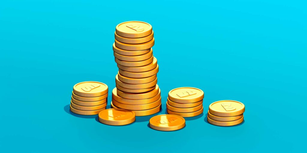 A stack of coins. How much it costs for reputation management services.