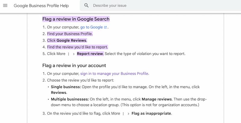 Step-by-step guide to flagging a Google Review